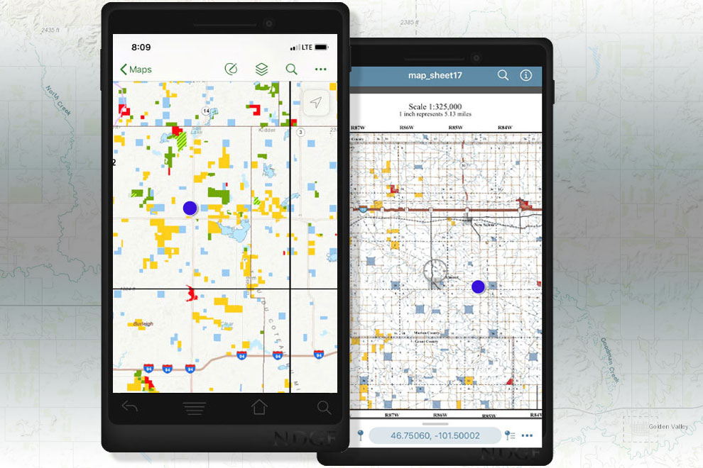 Screenshot of two interactive fishing maps